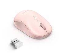 TECKNET Ratón Inalámbrico Silencioso, Mini Ratón Óptico de 3200 dpi, Ambidextro, 2,4G con Receptor Nano USB, Duración de Batería de 18 Meses, Compatible con PC, Mac, Portátil - Rosa