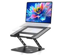 TECKNET Soporte Ordenador Portatil - Laptop Stand Ergonómico con Doble Varilla Ajustable, Elevador Portatil de Aleación Aluminio Ventilado con 11-17.3” Portátiles/Tabletas/MacBook (Negro)