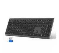 TECKNET Teclado Bluetooth inalámbrico, Recargable, multidispositivo inalámbrico, con fácil hasta 4 Dispositivos, Ultrafino, diseño alemán (QWERTZ), para Mac, Windows, iOS, Chrome OS