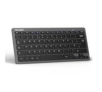 TECKNET Teclado inalámbrico PC, teclado inalámbrico para Windows y Android Smart TV, duración de la batería muy larga, diseño italiano QWERTY, silencioso y ultra delgado, gris