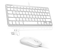 TECKNET Teclado y mouse con cable compatible con Mac, teclado con interfaz dual (tipo C y USB A), mouse con interfaz USB A para MacBook Pro/Air, iMac, Mac mini/Pro, blanco