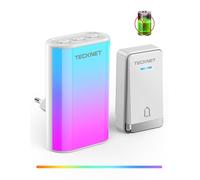 TECKNET Timbre de puerta sin batería, timbre inalámbrico con enchufe de la UE y luz RGB, resistente al agua IP65, timbre inalámbrico, timbre de puerta con 60 melodías, 5 niveles de volumen, 400 m