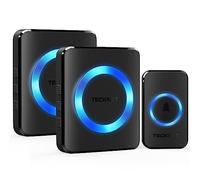 TECKNET Timbre Inalámbrico 2 Receptor IP65 Impermeable 400m Timbre Inalámbrico Exterior, 5 Niveles de Volumen (0-110dB) y 60 Melodías para Hogar, Hotel, Emergencia, etc