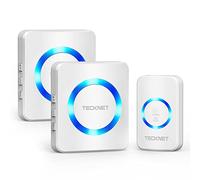 TECKNET Timbre Inalámbrico 2 Receptor IP65 Impermeable 400m Timbre Inalámbrico Exterior, 5 Niveles de Volumen (0-110dB) y 60 Melodías para Hogar, Hotel, Emergencia, etc