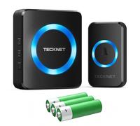 TECKNET Timbre inalámbrico con batería, mini timbre inalámbrico de 400 m, IP65, resistente al agua, juego de timbre inalámbrico para exteriores, 5 niveles de volumen, timbre de puerta y 60 melodías