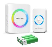 TECKNET Timbre inalámbrico con batería, mini timbre inalámbrico de 400 m, IP66 resistente al agua, juego de timbre inalámbrico para exteriores, 5 niveles de volumen, timbre de puerta y 60 melodías con