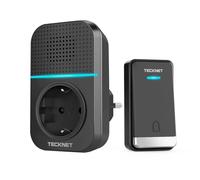 TECKNET Timbre Inalámbrico con Enchufe Timbre Impermeable para Puerta, 60 Melodías Rango de 400M de Distancia Timbre para Casa, 5 Niveles de Volumen, No Necesita Batería - Negro