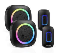 TECKNET Timbre Inalámbrico con Pilas, RGB Timbre Inalámbrico Exterior Impermeable IP66 con 2 Receptores, 400M Alcance, 5 Niveles de Volumen y 60 Melodías para Casa, Hotel, Oficina, Emergencia