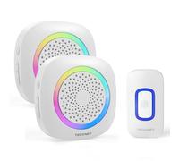TECKNET Timbre Inalámbrico con Pilas, RGB Timbre Inalámbrico Exterior Impermeable IP66 con 2 Receptores, 400M Alcance, 5 Niveles de Volumen y 60 Melodías para Casa, Hotel, Oficina, Emergencia etc