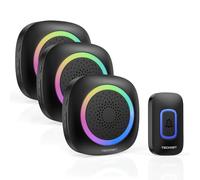 TECKNET Timbre Inalámbrico con Pilas, RGB Timbre Inalámbrico Exterior Impermeable IP66 con 3 Receptores, 400M Alcance, 5 Niveles de Volumen y 60 Melodías para Casa, Hotel, Oficina, Emergencia