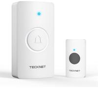 TECKNET Timbre Inalámbrico Exterior Impermeable, 400M Alcance Impermeable IP67 Kit de Timbre Inalambrico, 5 Niveles de Volumen (0-110dB) y 60 Tonos, Alimentación por batería, Indicador LED, Blanco