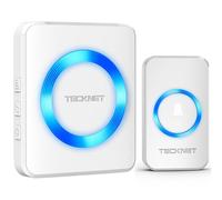 TECKNET Timbre Inalámbrico Exterior Impermeable, 400m Alcance IP65 Impermeable, 60 Melodías Ajustables, 5 Niveles de Volumen (0-110dB), 3 Modos de Trabajo, Adecuado para Hogar, Hotel, Emergencia, etc