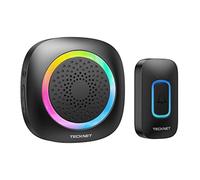 TECKNET Timbre Inalámbrico Exterior Impermeable, 400M Alcance RGB Timbre Inalámbrico IP66, 5 Niveles de Volumen (0-110dB) y 60 Melodías para Hogar/Hotel/Oficina/Emergencia, etc