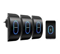 TECKNET Timbre Inalámbrico Exterior Impermeable con 3 Receptores Enchufables, IP65 Impermeable Doorbell 400M, 60 Melodías & 5 Niveles de Volumen, 3 Modos de Trabajo, Indicador LED, Negro