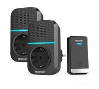 TECKNET Timbre Inalámbrico Exterior Impermeable con Enchufe, 400m Alcance Timbre Casa Autoalimentado, IP65 Timbre para Puerta sin Pilas con Indicadores LED, 60 Melodías Rango, 5 Niveles de Volumen