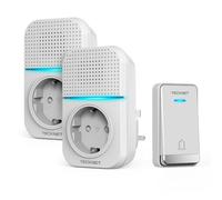 TECKNET Timbre Inalámbrico Exterior Impermeable con Enchufe, 400m Alcance Timbre Casa Autoalimentado, IP65 Timbre para Puerta sin Pilas con Indicadores LED, 60 Melodías Rango, 5 Niveles de Volumen