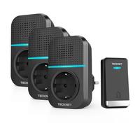 TECKNET Timbre Inalámbrico Exterior Impermeable con Enchufe, 400m Alcance Timbre Casa Autoalimentado, IP65 Timbre para Puerta sin Pilas con Indicadores LED, 60 Melodías Rango, 5 Niveles de Volumen