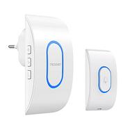 TECKNET Timbre Inalámbrico Exterior Impermeable, IP65 Impermeable Doorbell 400M, 60 Melodías y 5 Niveles de Volumen, 3 Modos de Trabajo, Indicador LED para Hogar, Salón, Oficina - Blanco