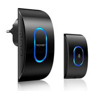 TECKNET Timbre Inalámbrico Exterior Impermeable, IP65 Impermeable Doorbell 400M, 60 Melodías y 5 Niveles de Volumen, 3 Modos de Trabajo, Indicador LED para Hogar, Salón, Oficina - Negro