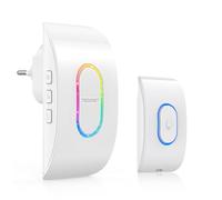 TECKNET Timbre Inalámbrico Exterior Impermeable, IP65 Impermeable Doorbell 400M, Indicador RGB, 60 Melodías y 5 Niveles de Volumen, 3 Modos de Trabajo, Hogar, Salón, Oficina-Blanco