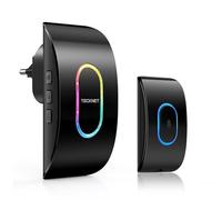 TECKNET Timbre Inalámbrico Exterior Impermeable, IP65 Impermeable Doorbell 400M, Indicador RGB, 60 Melodías y 5 Niveles de Volumen, 3 Modos de Trabajo, Hogar, Salón, Oficina-Negro