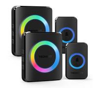 TECKNET Timbre Inalámbrico Exterior Impermeable IP65 Impermeable, timbre inalámbrico 60 Melodías Ajustables 400m Alcance, 5 Niveles de Volumen (0-120dB), Adecuado para Hogar, Hotel, Emergencia - Negro