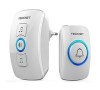 TECKNET Timbre inalámbrico, juego de timbre inalámbrico IP65, para exteriores, resistente al agua, con 60 melodías y 5 niveles de volumen, kit de timbre inalámbrico para puerta de casa con flash LED y