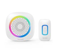 TECKNET Timbre Inalámbrico Funciona con Pilas, 400M Alcance RGB Timbre Inalámbrico Exterior Impermeable IP66, 5 Niveles de Volumen (0-110dB) y 60 Melodías para Hogar/Hotel/Oficina/Emergencia, etc