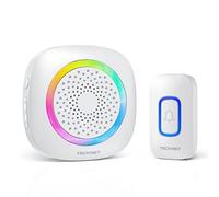 TECKNET Timbre Inalámbrico Funciona con Pilas, 400M Alcance RGB Timbre Inalámbrico Exterior Impermeable IP66, 5 Niveles de Volumen (0-110dB) y 60 Melodías para Hogar/Hotel/Oficina/Emergencia, etc