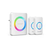 TECKNET Timbre inalámbrico, IP65, juego de timbre para exterior, impermeable, alcance de 600 m, kit de timbre para puerta con 1 receptor y 1 transmisor, 60 melodías con flash RGB