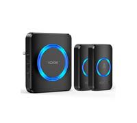 TECKNET Timbre inalámbrico IP65, rango de 600 m, impermeable, con 1 receptor y 2 transmisores, 60 melodías con flash LED