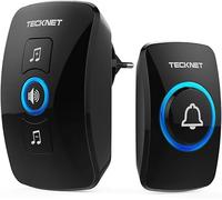 TECKNET Timbre inalámbrico, juego de timbre inalámbrico IP65, para exteriores, resistente al agua, con 60 melodías y 5 niveles de volumen, kit de timbre inalámbrico para puerta de casa con flash LED y