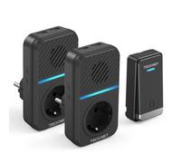 TECKNET Timbre Inalámbrico Kit, 400M Timbre Inalámbrico Autoalimentado con 2 Receptores, IP65 Kit de Timbre con Tomas USB Externas y Luz LED, 60 Melodías, 5 Niveles de Volumen