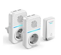 TECKNET Timbre Inalámbrico Kit, 400M Timbre Inalámbrico Autoalimentado con 2 Receptores, IP65 Kit de Timbre con Tomas USB Externas y Luz LED, 60 Melodías, 5 Niveles de Volumen