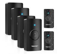 TECKNET Timbre Inalámbrico para Puerta, 400M Timbre Inalámbrico Exterior Impermeable, Set de Timbres Inalámbricos 4 Receptor y 2 Transmisores, Timbre de Radio IP65, 5 Niveles de Volumen y 60 Melodías