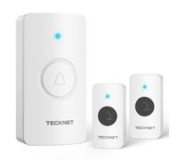 TECKNET Timbre Inalámbrico para Puerta, 400M Timbre Inalámbrico Exterior Impermeable, Set de Timbres Inalámbricos 1 Receptor y 2 Transmisores, Timbre de Radio IP65, 5 Niveles de Volumen y 60 Melodías