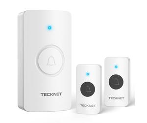 TECKNET Timbre Inalámbrico para Puerta, 400M Timbre Inalámbrico Exterior Impermeable, Set de Timbres Inalámbricos 1 Receptor y 2 Transmisores, Timbre de Radio IP65, 5 Niveles de Volumen y 60 Melodías