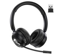 TECKNET V6.0 Cascos Inalámbricos Bluetooth con Doble Conexión, Auriculares con Micrófono,Cancelación de Ruido ENC, Botón de Silencio, hasta 50 Horas, för dator PC/Laptop/Mac