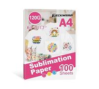 TECKWRAP Papel de sublimación de 8.3 x 11.7 pulgadas, 100 hojas de 120 g/m², funciona con impresora de sublimación y tinta de sublimación, papel de transferencia de calor para tazas recubiertas,