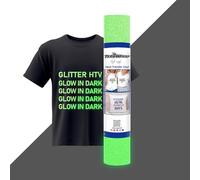 TECKWRAP Vinilo de transferencia de calor que brilla en la oscuridad para camiseta, vinilo termoadhesivo con purpurina de 10 pulgadas x 5 pies para todas las máquinas cortadoras, vinilo de prensa de