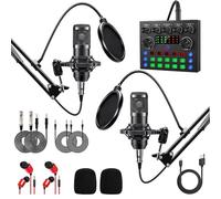 TECKZOON BM800 Kit Completo de Podcast para 2, Micrófono de Estudio con Directividad Cardioide, Interfaz de Audio y Mezclador DJ, Ideal para Transmisiones en Vivo, Canto, TikTok y YouTube