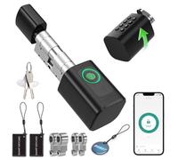 TECKZOON Cerradura Inteligente 5 en 1 para Puerta Principal, Cilindro Ajustable 60-90 mm, Apertura con Huella, Contraseña, Tarjeta RFID, App, Bluetooth y Llave, Modo Invitado y Contraseña Única