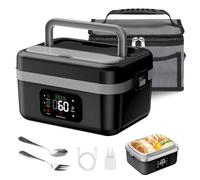 TECKZOON Fiambrera Eléctrica Portátil, Fiambrera Inalámbrica Autocalentable Recargable, 1L Fiambreras Bento Adultos con Calentamiento Programado, Fiambreras Comida para Comidas en Movimiento