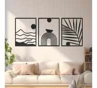 TECKZOON Juego de 3 piezas de decoración de pared de metal, cuadros geométricos modernos de color negro, 30 x 40 cm, arte de pared bohemio, para salón, dormitorio, pasillo, cocina como decoración de