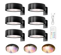 TECKZOON Luz magnética inalámbrica con mando a distancia, recargable, 13 modos, sin taladros, regulable, temporizador. Para cuadros, dianas, marcos de fotos y retratos (negro, 6 unidades)