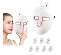 TECKZOON Mascarilla Facial de Terapia LED, Máscara Fotónica Portátil con 7 Luces para Tensado, Rejuvenecimiento, Acné, Mascarilla de Fototerapia para Hogar y Viajes