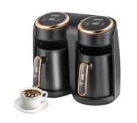 TECKZOON RAF Cafetera Turca 600W, Cafetera con Doble Sistema de Calefacción, Calienta Café & Leche al Mismo Tiempo, 2x300ml Gran Capacidad para 6 Tazas, con Protección contra Sobrecalentamiento