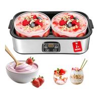 TECKZOON Yogurtera 2L, Máquina de Yogur con 2 Tarros de 1L, Yogurtera Digital de Acero Inoxidable, Yogurt Maker Automático para Yogur Casero DIY, Queso o Natto