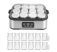 TECKZOON Yogurtera Eléctrica 2200 ml con 12 × 180 ml Tarros de Vidrio, Máquina Digital de Yogur Inoxidable, Yogurtera Automática para Yogur Casero, Queso o Natto