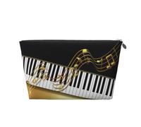 Tecla de Piano Elegante con Notas Doradas en Negro, Bolsa de artículos de tocador Bolsa de Maquillaje Bolsa de cosméticos Bolsa de artículos de tocador de Viaje portátil